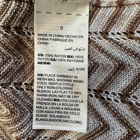 Chico's Open Front Long Line Cardigan Open Knit Sweater Chevron Brown 0 Med - Picture 6 of 10